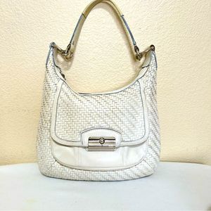 COACH Kristen Woven Leather Hobo Shoulder Bag Style